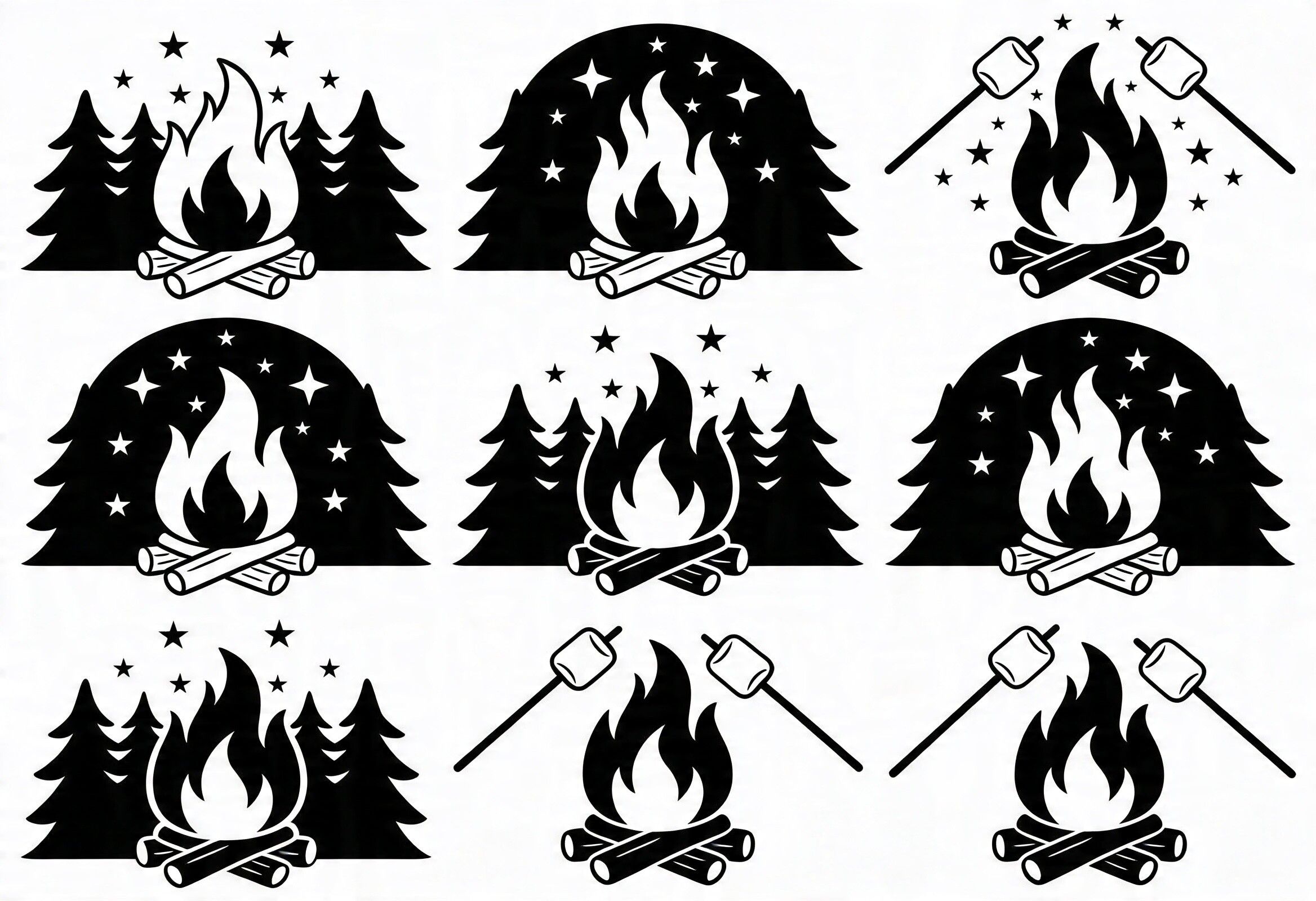 Campfire and Marshmallow SVG Bundle