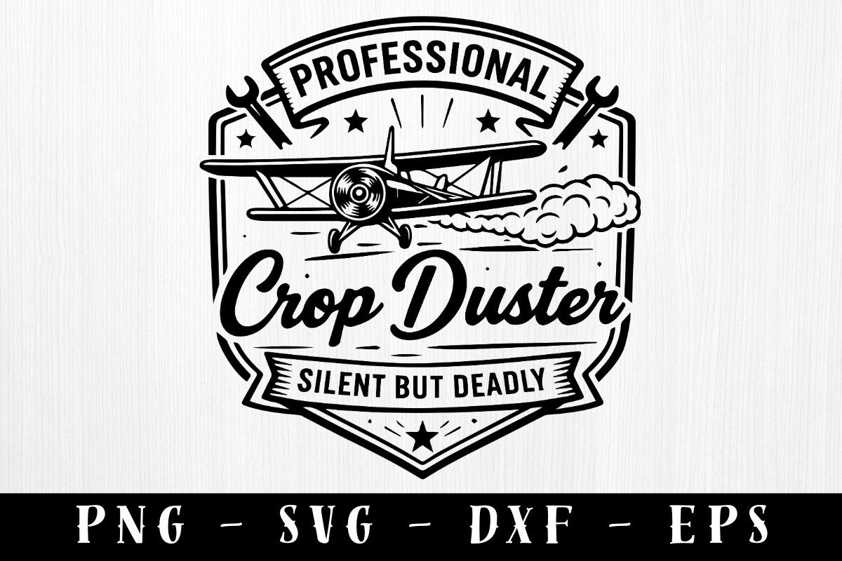 Professional Crop Duster Hat Patch SVG