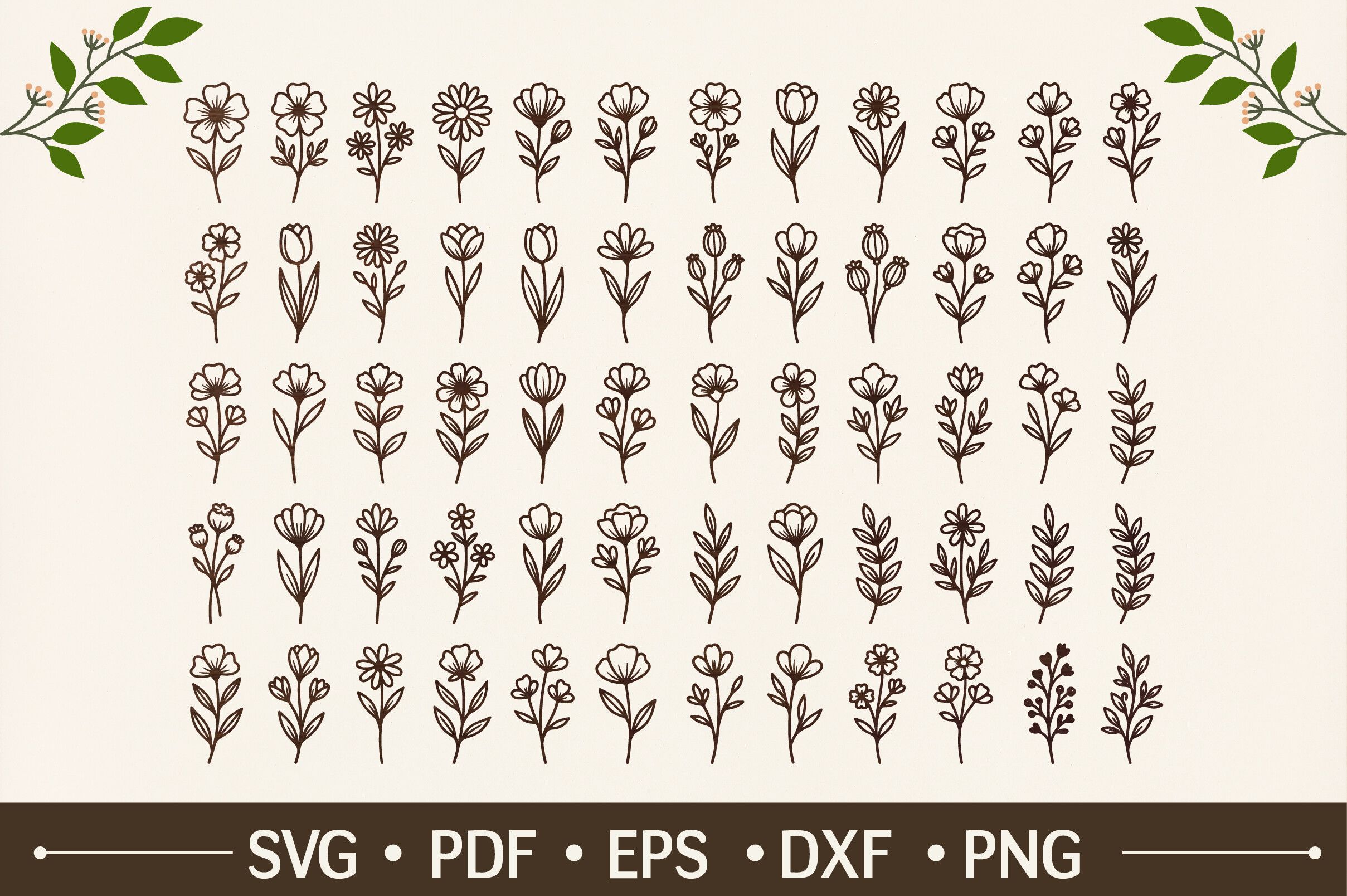 60 Wildflower SVG Bundle